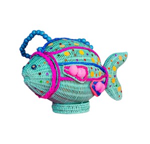Handmade Fish Shaped Rattan Storage <b>Bag</b> Bohemian Style Plant Fiber Craft Decorative Basket for Kids and Home Use - Product Image 3