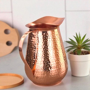 Ensemble de pichets en cuivre martelé avec couvercle et 4 tasses, style vintage, vaisselle en métal pour les fêtes - Product Image 2