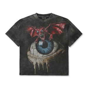 Camiseta con estampado gráfico personalizado, estilo vintage, manga corta, lavado ácido, 100% algodón, para uso cómodo unisex. - Product Image 1