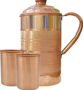 Ensemble de carafes en cuivre pour améliorer les standards de durabilité en cuisine, ensemble de service d'eau en métal avec verres, vaisselle réutilisable pour la cuisine et la salle à manger. - Product Image 4