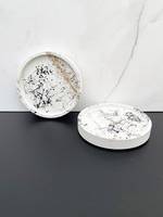 Sous-verre en Jesmonite noir et blanc fait main, plateau rond en ciment pour bibelots, décoration élégante et moderne pour bureau et table