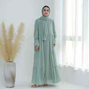 Abaya moderne en dentelle de luxe pour femmes, style Dubaï, robe de soirée islamique modeste - Product Image 1