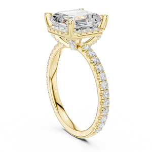 แหวนเพชรทองคำแท้ 14K สีเหลืองสำหรับผู้หญิง ทรง Asscher คุณภาพเยี่ยม พร้อมใบรับรอง GRA ของขวัญสุดหรู - Product Image 4