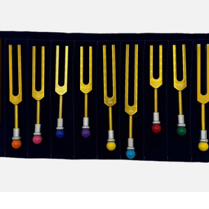 Juego de 9 Diapasones Secret Solfeggio Gold con Símbolo Om y Cuentas Extraíbles - Product Image 1