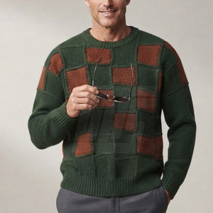 Pull en maille confortable pour homme, tissu doux et chaud, vêtement d'hiver décontracté, détails côtelés et coupe moderne - Product Image 3