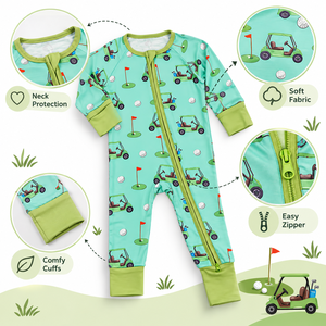 amboo Baby Nightwear | 2-Way Front Zipper Long Sleeve Jumpsuit Soft Unisex Newborn Sleep Suit Cozy Baby <b>Pajamas</b> One Piece Outfit - Product Image 3