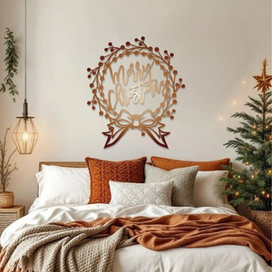 Élégante guirlande de Noël noire avec lettrage cursive et un nœud festif, une décoration murale de Noël saisissante pour votre maison - Product Image 4