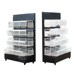 Modern Metal Supermarket <b>Basket</b> <b>Display</b> Rack with Lockable Casters ADONG Brand Model A34 Pre-Assembled Powder Coated - Product Image 1