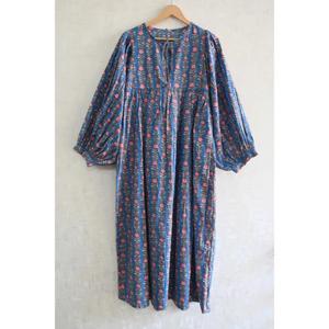 Vestido de Mujer con Estampado de Bloques de Algodón, Vestido Boho Hecho a Mano para Verano, Prenda Ligera, Transpirable, de Tela Natural, para Uso Diario Informal - Product Image 1