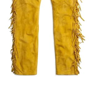 Pantalon en cuir pour homme, style western, en cuir de vachette véritable, coupe droite et taille mi-haute, grammage lourd, respirant, avec logo et taille personnalisables - Product Image 6