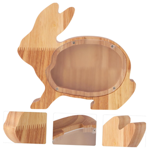 Animal Shaped Coin Bank With Transparent Acrylic Window, Wooden Money <b>Box</b> <b>Easter</b> <b>Gift</b>, Birthday <b>Gift</b> For Kids From Vietnam - Product Image 3