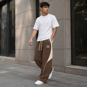 Pantalon de survêtement gris pour homme, coupe ample et stylée, vêtements pour homme en gros, logo personnalisé, pantalon de survêtement décontracté à motif droit pour homme - Product Image 3