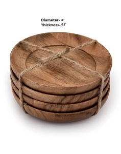 Wholesale Handmade Wooden <b>Coaster</b> <b>Set</b> 6mm Classic Eco-Friendly Custom Logo Home Commercial Use Table Protection Coffee Kaizen - Product Image 3