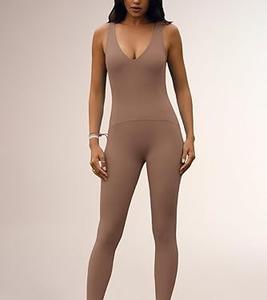 Nuevo Conjunto de Yoga de Una Pieza para Mujer, Color Sólido, Sin Mangas, Sexy, Ajustado, Diseño Elástico de Nylon, Trajes de Yoga para Mujer - Product Image 4