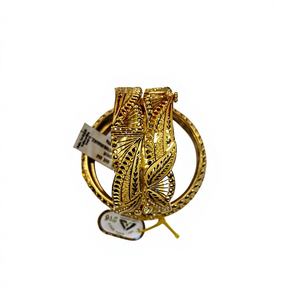 LISA JEWELLERS 22K <b>Solid</b> <b>Gold</b> Chur <b>Bangle</b> Pair Traditional Indian Bridal Filigree Floral Trendy Wedding Anniversary Gift BIS - Product Image 1