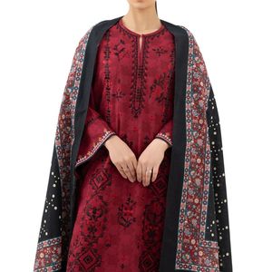 Shalwar Kameez pour femme brodé marron, tissage premium, style palazzo, collection festive - Product Image 4