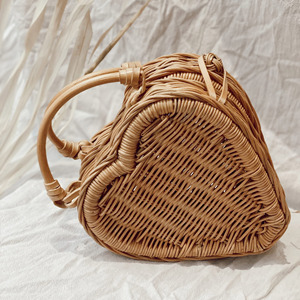 Bolso de mimbre con forma de corazón para niñas pequeñas, Cartera de mano hecha a mano de tejido bonito, se acepta personalización - Product Image 6