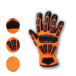 Guantes de cuero de alta visibilidad personalizados para campos petrolíferos Guantes de seguridad resistentes a llamas e impactos para guantes de extracción de petróleo y gas - Product Image 2