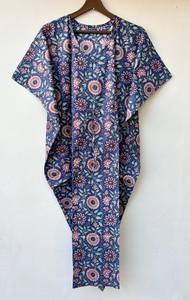 Robe Kaftan en Coton à Imprimé Tropical pour Femme, Tenue Décontractée d'Été, Paréo de Plage, Vêtement de Détente - Product Image 2