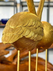Elegante Escultura de Pareja de Flamencos de Latón, Figura Romántica de Aves, Estatua Decorativa de Flamenco de Metal, Decoración de Lujo para Mesa de Hogar u Oficina - Product Image 4