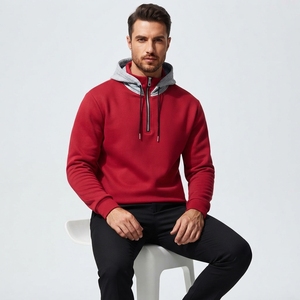 Sudadera con capucha personalizada con relieve, corte holgado, media cremallera, 100% algodón de alto gramaje (350 gramos), estilo urbano, unisex, con cremallera corta, forro polar, cortavientos, con bolsillo - Product Image 1