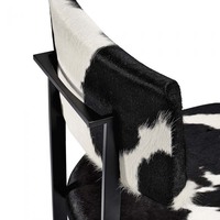 Chaise de salle à manger moderne rembourrée avec motif en cuir de vachette, structure en métal, chaises de salle à manger contemporaines en cuir