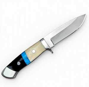 Couteau utilitaire à lame fixe artisanal, manche personnalisé en os composite et résine turquoise, couteau de découpe en acier inoxydable - Product Image 3