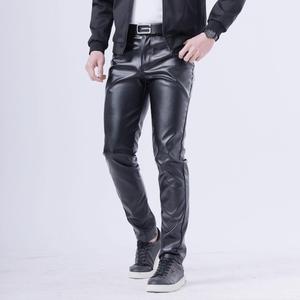Pantalon décontracté pour homme en similicuir, léger, coupe droite, respirant, taille mi-haute, fermeture éclair, style streetwear, hiver - Product Image 3