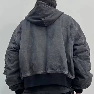 Chaqueta Bomber de Lona Gruesa para Hombre, Diseño Personalizado, Estilo Workwear, con Capucha, Teñido en Frío, Corte Recto, para Primavera, Alta Calidad - Product Image 5