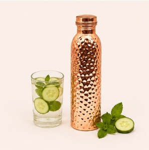 Hammered Copper Water Bottle with Lid Customizable Eco-Friendly Handcrafted Modern Design for Immunity Digestion Health Benefits - Product Image 2