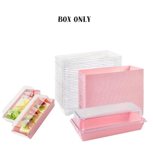 กล่องเค้กใสแบบฝาพับสีชมพู พิมพ์สี่สีเคลือบผิว ใช้ซ้ำได้ สำหรับบรรจุภัณฑ์ขนมหวาน - Product Image 4