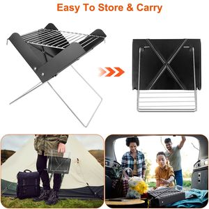 Griglia BBQ Portatile Pieghevole da Tavolo per Esterni con Barbecue a Carbone a X per Campeggi e Picnic - Product Image 4