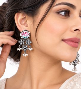 Pendientes Colgantes de Cúpula con Zirconia y Bisel de Latón Antiguo Plateado al por Mayor, 6.5cm, Joyería de Boda para Mujer, Regalo a Granel - Product Image 2