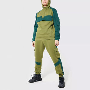 Ensemble de survêtement cargo personnalisé pour hommes, 2 pièces, sweat à capuche en polaire et pantalon de jogging, style tactique, techwear, streetwear, sportswear - Product Image 2