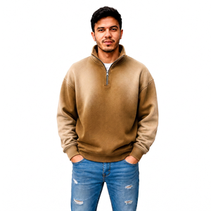 Fabricante de Ropa Personalizada con Efecto Desgastado por el Sol para Hombre, con Paneles en Contraste y Cierre de Cremallera de Cuarto, Proveedor de Ropa Urbana al por Mayor, Marca Privada, OEM - Product Image 3