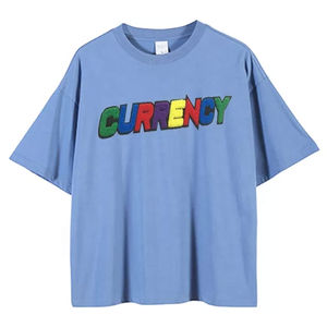 Nouveau T-shirt en coton léger de haute qualité, respirant, surdimensionné, avec broderie chenille, personnalisable avec logo, pour hommes, vente en gros - Product Image 2