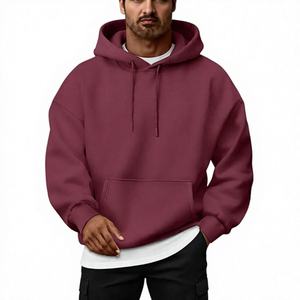Sweat-shirt à capuche pour homme en tissu épais 350GSM, couleur unie, coupe ample, veste à capuche pour streetwear - Product Image 2