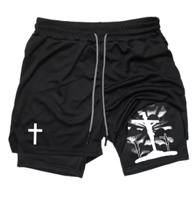 Pantalones cortos para correr 2 en 1 para hombre, pantalones cortos de secado rápido para entrenamiento en el gimnasio con bolsillo para teléfono - Product Image 2