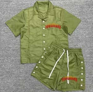 Ensemble short coupe-vent imperméable en nylon mi-lourd pour homme, haute qualité, décontracté, uni, grande taille, élégant, avec boutons latéraux - Product Image 4