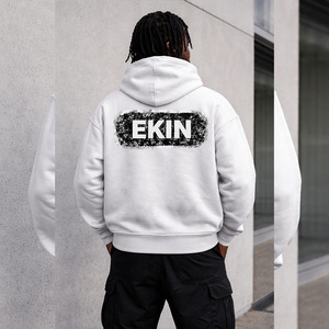 Custom 400 Gsm Zip up Hoodie DTG Printed No <b>String</b> Oversized Distressed French Terry Boxy Dirty Acid Spray Washed Hoodie Men - Product Image 4