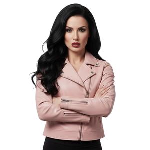 Professional <b>Pink</b> Leather Biker <b>Jacket</b> <b>Women</b> Custom Design Bulk Wholesale Factory Price Genuine Motorbike Style Ladies Coat - Product Image 1