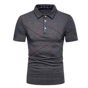 Polo en tricot à manches courtes gris pour homme, style décontracté, boutons, respirant, couleur unie - Product Image 4