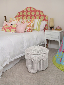 Panier de rangement en forme d'éléphant, tissé en rotin naturel avec couvercle, un panier mignon et adorable pour les enfants. - Product Image 3