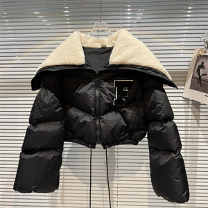Manteau d'hiver matelassé pour femme 2022, en fausse fourrure, coupe courte, grande taille, style bomber, doudoune - Product Image 2