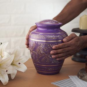 Executive Style Brass Adult Cremation Memorial Funeral Ash Holder Keepsake Urn Featuring Decorative Threaded Closure - Product Image 6