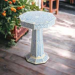 Table basse ronde de luxe en os et nacre, style américain, faite à la main, taille personnalisable - Product Image 1
