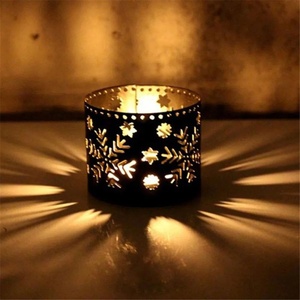 Black Powder Coated Metal Christmas <b>Tree</b> & Star Cutout Candle Holder Festive Tea <b>Light</b> Sleeve For Holiday Decor & Winter Gifting - Product Image 2