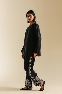 Gilet en coton brodé noir pour femme, style ethnique décontracté, coupe courte, style indien pakistanais, coupe régulière, toutes saisons - Product Image 4