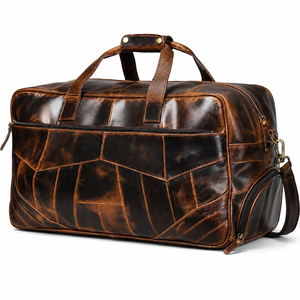 Sac de voyage vintage en cuir marron pour homme |   Week-end de voyage haut de gamme |   Sac de voyage spacieux avec bandoulière et poignées - Product Image 1