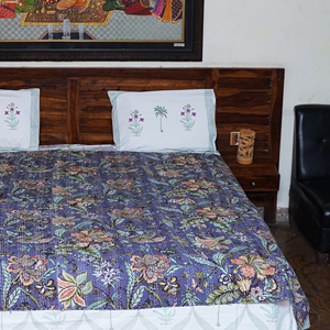 Manta de Algodón Kantha Hecha a Mano con Estampado Floral, Cubrecama para Todas las Estaciones, para Hogar y Hotel - Product Image 6
